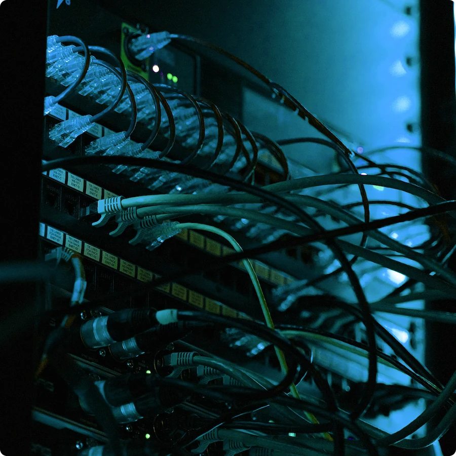 Technician working in a server room